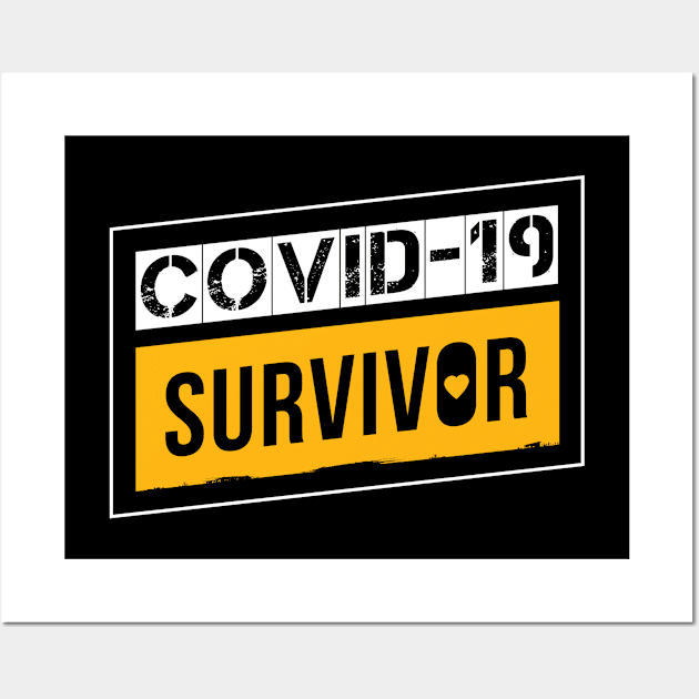 Coronavirus Covid-19 Survivor White / Yellow Design T-Shirt Wall Art by Optimix